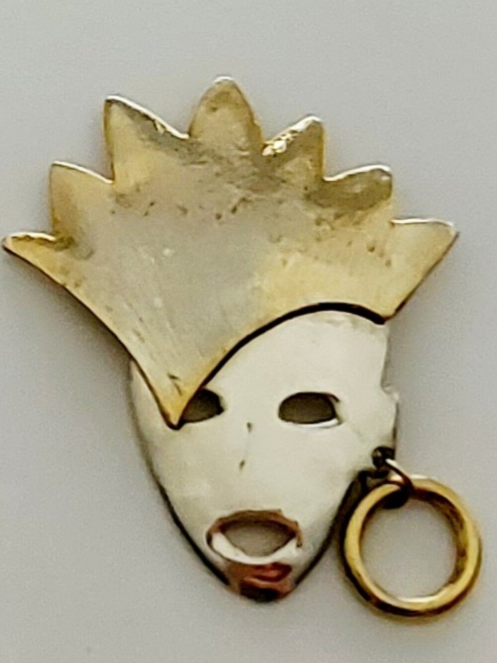Aboriginal Woman Silhouette Brooch Mixed Gold & Silver Tones Mask